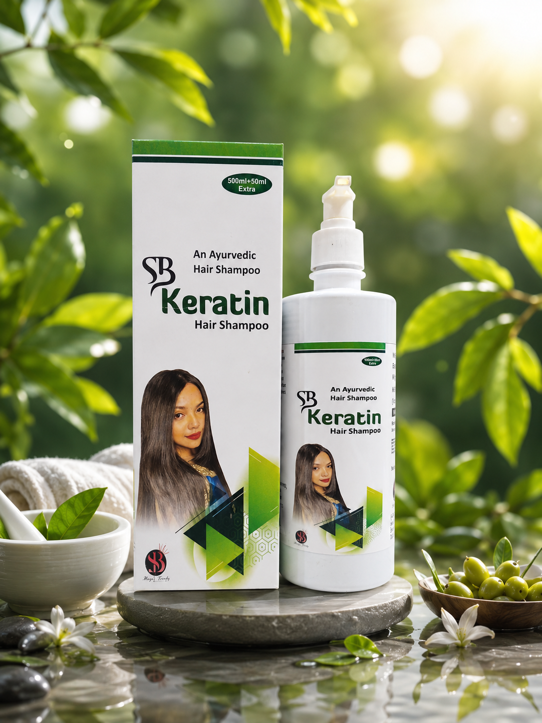 Ayurvedic herbal hair oil bottle for hair fall and dandruff